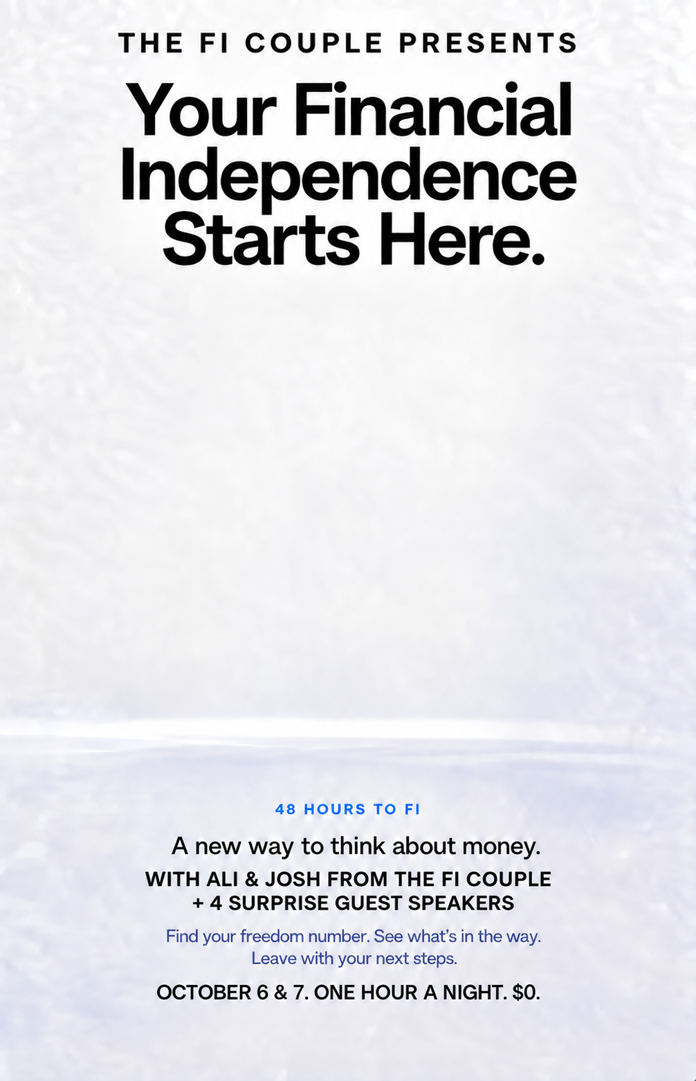 48 Hours to FI campaign poster, animated as a magical hand writes the glass 48.